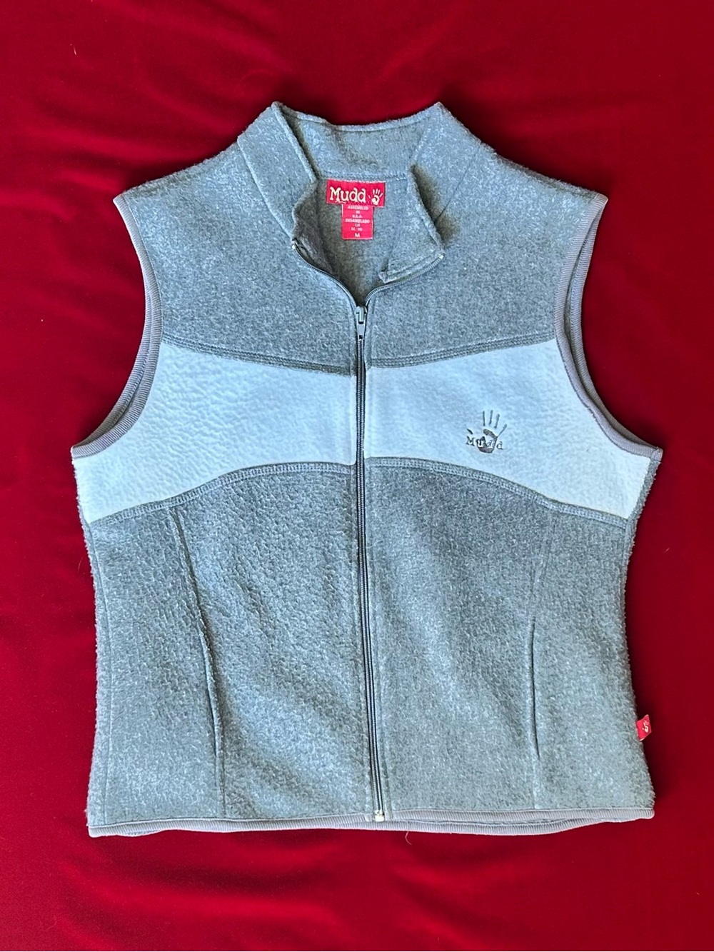 Vintage Mudd Two-Tone Gray Sleeveless Zip Fleece Vest